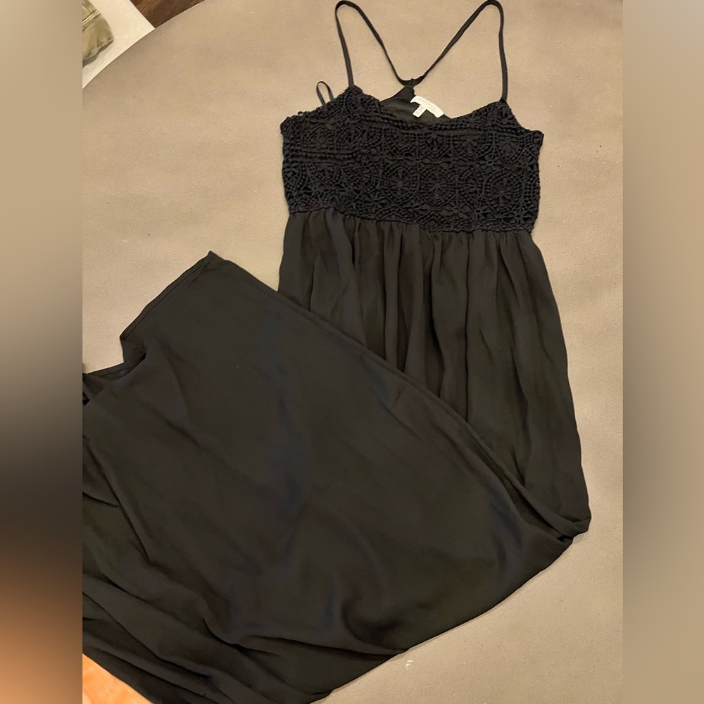 Monteau Halter Maxi Dress, Crochet top, Black, Size M